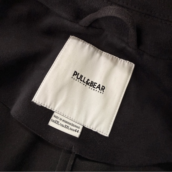 Pull&Bear - Faux Suede Black/Dark Grey Biker Jacket - Mens XXL - Picture 3 of 6